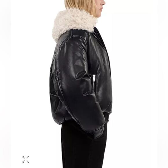 $715 THE KOOPLES Faux Leather Puffer Jacket NWT LARGE - Picture 7 of 13